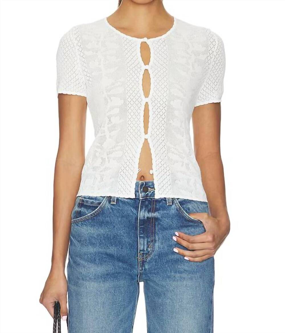 NEW RAILS nina button mesh top in ivory